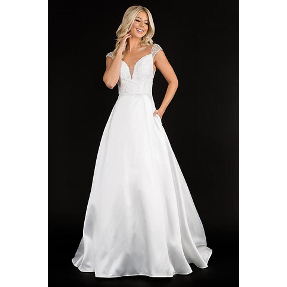 Nina Canacci 2300 Sz 16 A line Cap Sleeve Wedding Dress gown new nwt $1099